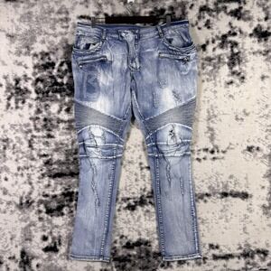 Balmain Jeans Mens Size 42 Light Wash Skater Zippers Y2K Punk High Fashion